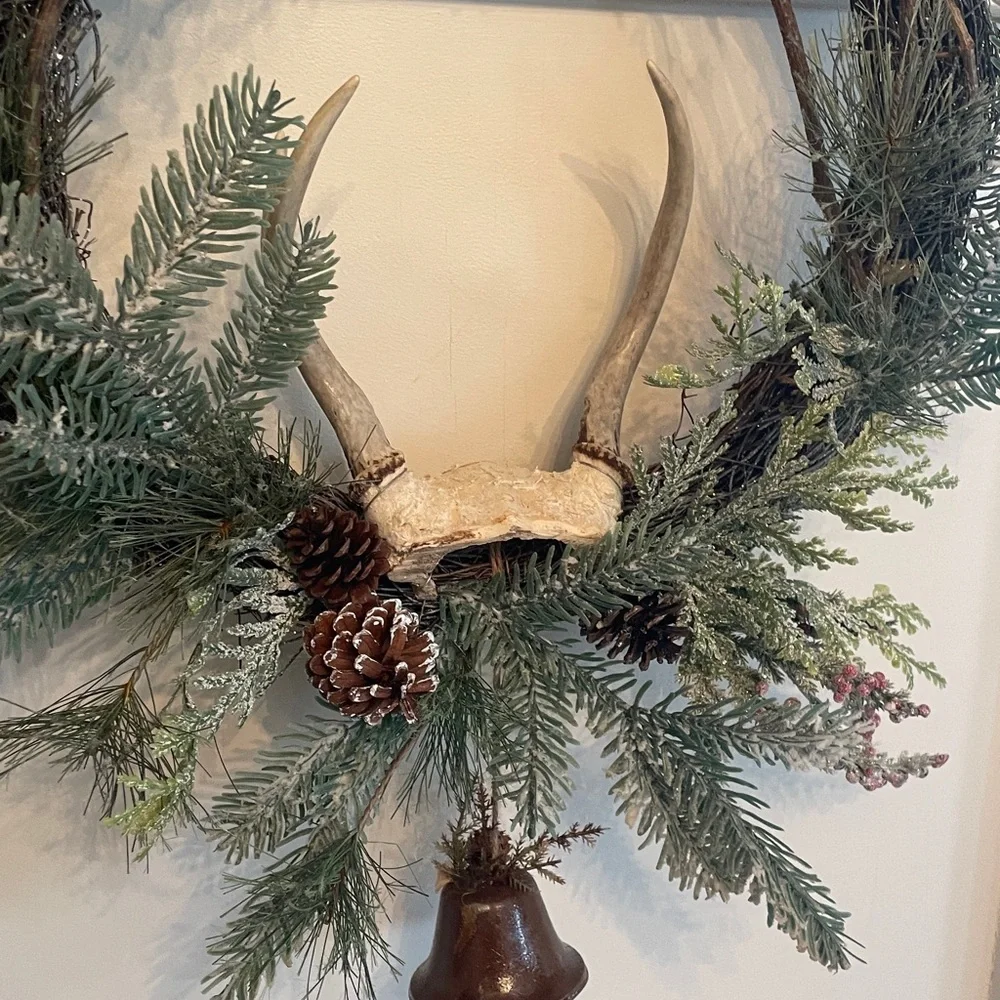 Authentic Antler Christmas Wreath Handmade 16” round